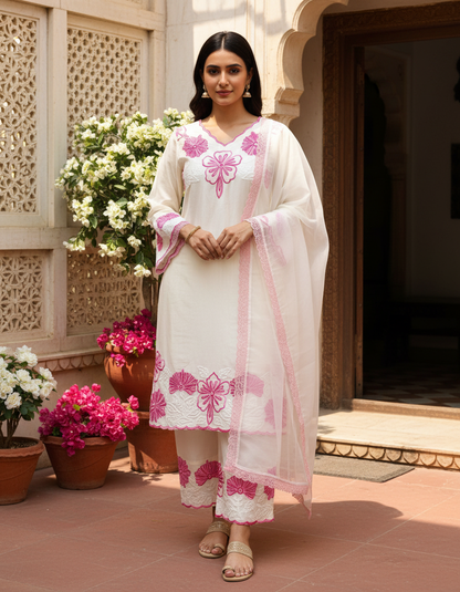 White salwar suit with dupatta for women latest ethnic collection