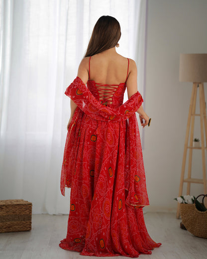 Red-Bandhani-Anarkali-Suit-With-Dupatta-Women